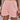 Women's Elastic Waist Drawstring Frayed Denim Shorts Pink