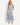 Women's Floral Pattern Button Front Midi Dress with Short Sleeves and Belted Waist Blue