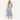 Women's Floral Pattern Button Front Midi Dress with Short Sleeves and Belted Waist Blue