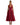Womens Halter Neck Deep V Bodice Flared Midi Dress Red