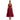 Womens Halter Neck Deep V Bodice Flared Midi Dress Red
