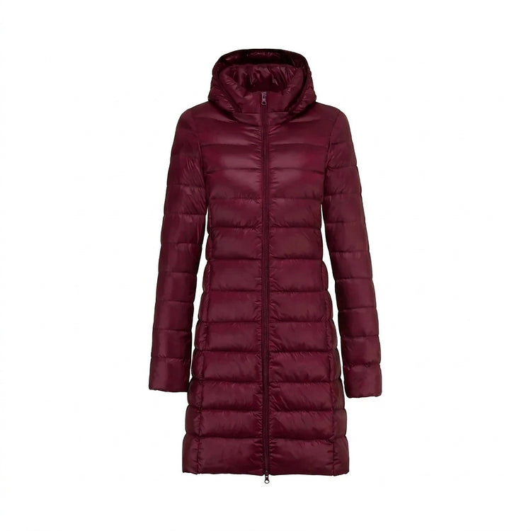 Women’s Long Puffer Jacket with Hood and Zip Closure-Jacket for women-CaldwellVoss