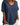 Women's Oversized V-Neck T-Shirt with Cuffed Short Sleeves Navy Blue
