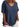 Women's Oversized V-Neck T-Shirt with Cuffed Short Sleeves Navy Blue