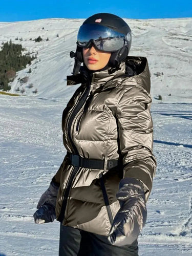 Women’s Quilted Puffer Jacket with Belt and Hood-Jacket for women-CaldwellVoss