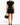 Women’s Short Sleeve Mini Dress with Pearl Trim and Front Pockets Black