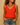 Women’s Sleeveless V Neck Top with Front Buttons and Rounded Hem Orange