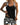 Women's Tankini Set with Scoop Neck Top and Patterned Shorts Black
