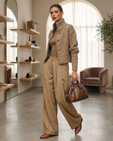 Women’s Textured Knit Jacket with Gold-Tone Buttons-Jacket for women-CaldwellVoss