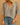 Women’s V Neck Blouse with Crochet Trim and Printed Pattern Brown