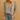 Women’s V Neck Blouse with Crochet Trim and Printed Pattern Brown