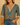 Women’s V Neck Blouse with Crochet Trim and Printed Pattern Green