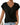 Women's V-Neck Short Cuffed Sleeve Top with Front Twist Hem Black