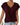 Women's V-Neck Short Cuffed Sleeve Top with Front Twist Hem Burgundy Red