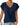 Women's V-Neck Short Cuffed Sleeve Top with Front Twist Hem Dark Blue