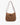 Womens Woven Texture Shoulder Bag With Double Straps And Front Patch Brown