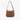 Womens Woven Texture Shoulder Bag With Double Straps And Front Patch Brown