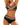 Women's Wrap Style High Waisted Bikini Set with Linear Pattern Green/pink