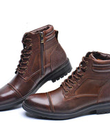 Men’s Ankle Boots with Side Zipper and Lace-Up Front-Men's Shoes-CaldwellVoss