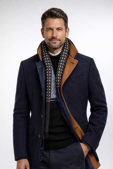 Men’s Blend Overcoat with Quilted Lining and Stand Collar-Coats for men-CaldwellVoss