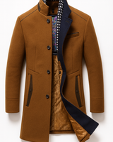 Men’s Blend Overcoat with Quilted Lining and Stand Collar-Coats for men-CaldwellVoss