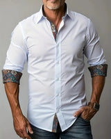 Men’s Button-Up Shirt with Patterned Trim-Shirts for men-CaldwellVoss