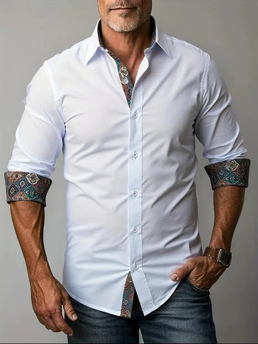 Men’s Button-Up Shirt with Patterned Trim-Shirts for men-CaldwellVoss