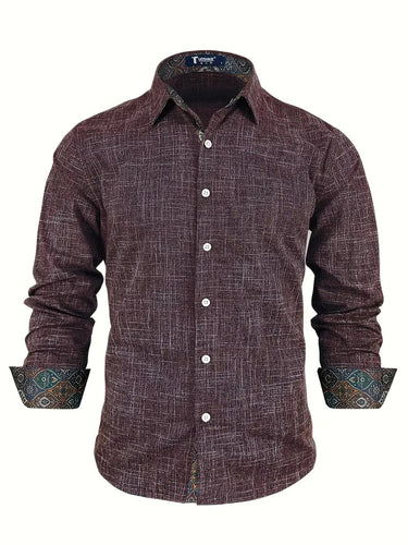 Men’s Button-Up Shirt with Patterned Trim-Shirts for men-CaldwellVoss