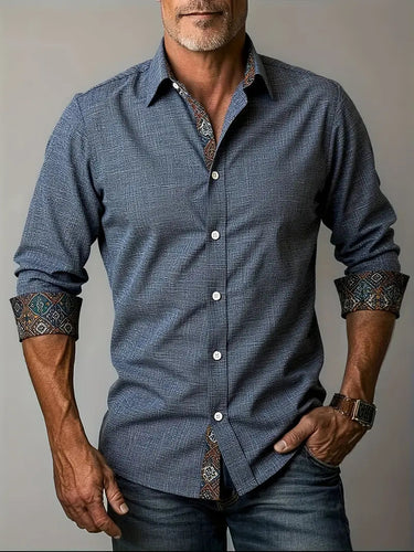 Men’s Button-Up Shirt with Patterned Trim-Shirts for men-CaldwellVoss