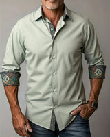 Men’s Button-Up Shirt with Patterned Trim-Shirts for men-CaldwellVoss