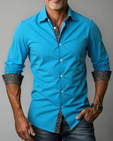 Men’s Button-Up Shirt with Patterned Trim-Shirts for men-CaldwellVoss
