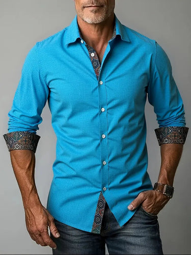 Men’s Button-Up Shirt with Patterned Trim-Shirts for men-CaldwellVoss