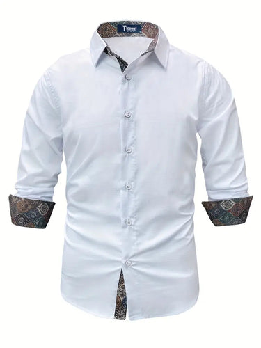 Men’s Button-Up Shirt with Patterned Trim-Shirts for men-CaldwellVoss