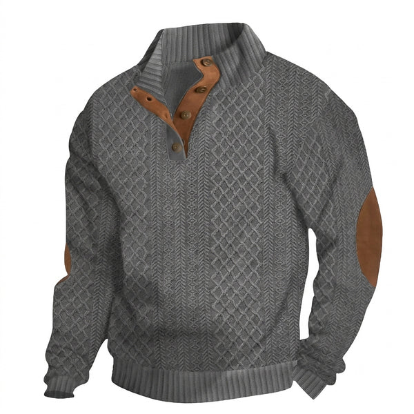 Men’s Cable Knit Quarter Button Sweater-Sweaters for men-CaldwellVoss