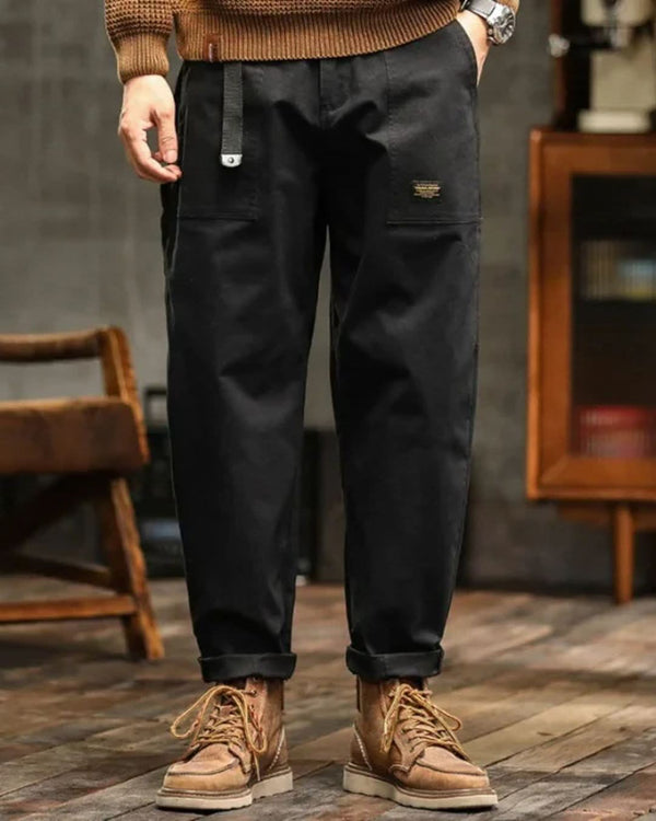 Men’s Cargo Pants with Patch Pockets and Belt Detail-Pants for Men-CaldwellVoss