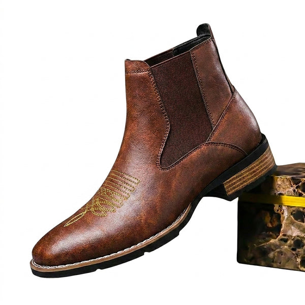 Men’s Chelsea Boots with Embroidered Toe Detail-Footwear for men-CaldwellVoss