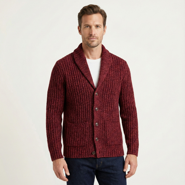 Men’s Chunky Knit Shawl Collar Cardigan-Cardigan for men-CaldwellVoss