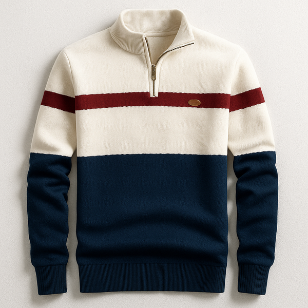 Men’s Colorblock Quarter-Zip Knit Sweater-Sweaters for men-CaldwellVoss