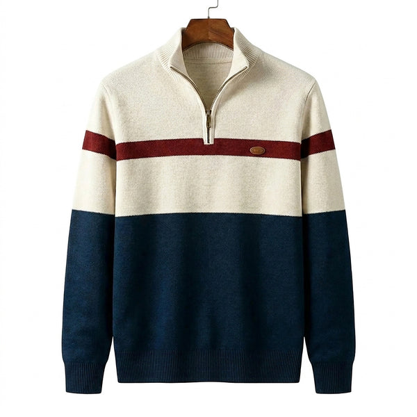 Men’s Colorblock Quarter-Zip Knit Sweater-Sweaters for men-CaldwellVoss