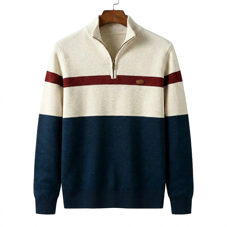 Men’s Colorblock Quarter-Zip Knit Sweater-Sweaters for men-CaldwellVoss