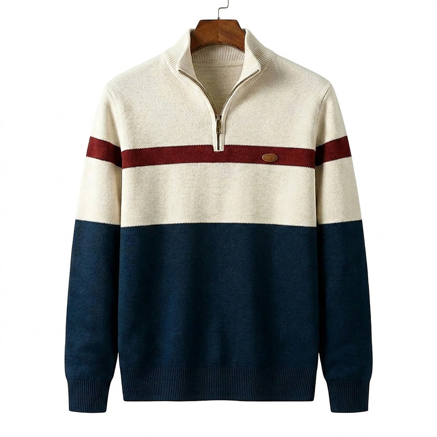 Men’s Colorblock Quarter-Zip Knit Sweater-Sweaters for men-CaldwellVoss