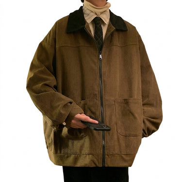 Men’s Corduroy Bomber Jacket with Contrast Collar-Jackets for men-CaldwellVoss