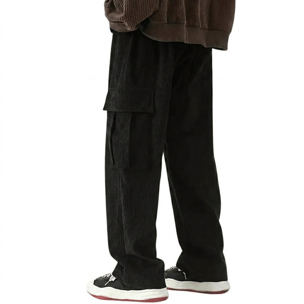 Men’s Corduroy Cargo Wide Leg Trousers-Pants for Men-CaldwellVoss
