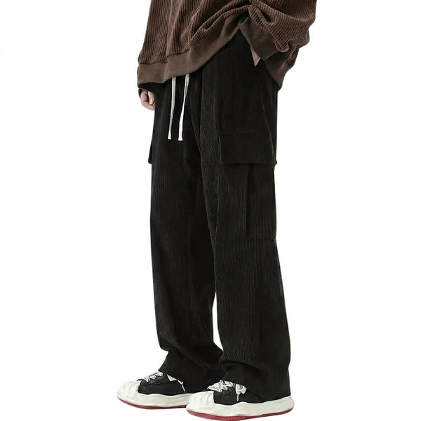 Men’s Corduroy Cargo Wide Leg Trousers-Pants for Men-CaldwellVoss