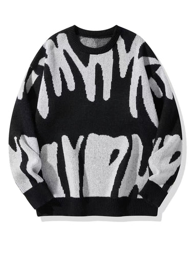 Men’s Crew Neck Graphic Knit Sweater-Sweaters for men-CaldwellVoss