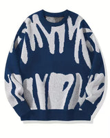 Men’s Crew Neck Graphic Knit Sweater-Sweaters for men-CaldwellVoss