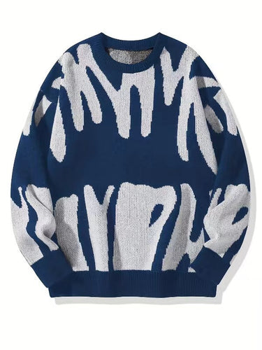 Men’s Crew Neck Graphic Knit Sweater-Sweaters for men-CaldwellVoss