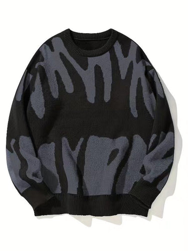 Men’s Crew Neck Graphic Knit Sweater-Sweaters for men-CaldwellVoss