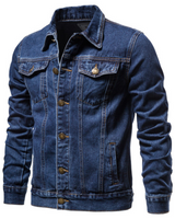 Men’s Denim Trucker Jacket with Button Front and Flap Pockets-Jackets for men-CaldwellVoss