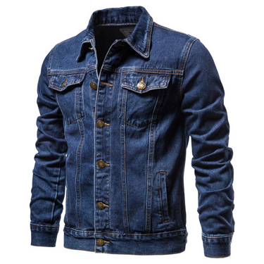 Men’s Denim Trucker Jacket with Button Front and Flap Pockets-Jackets for men-CaldwellVoss